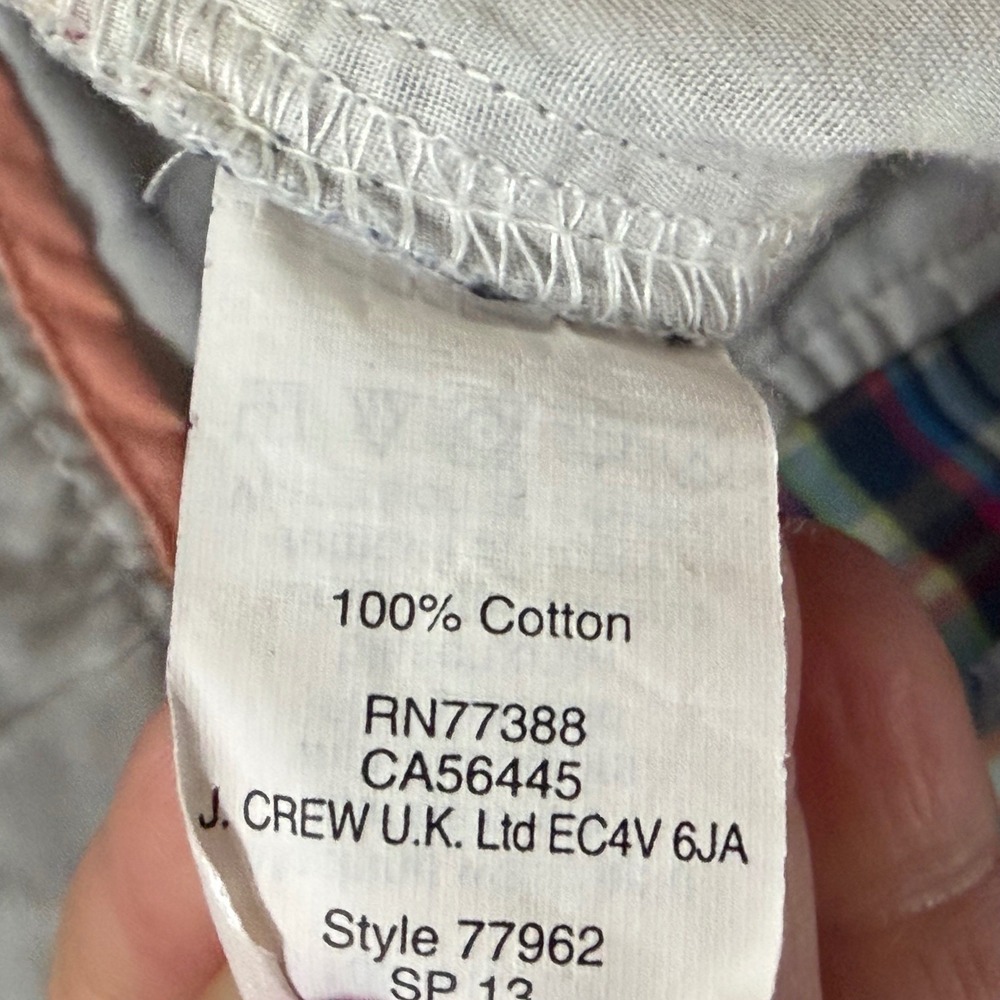J Crew City Fit Patchwork Madras Shorts Womens 2 Blue Green Plaid Casual Chic - Picture 10 of 12
